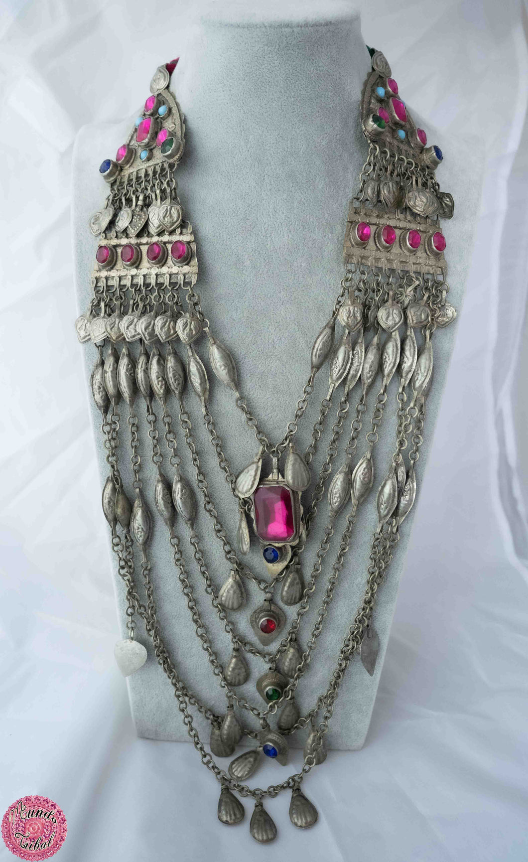 COLLARES KUCHI AFGANOS LARGOS CON CADENAS Y CRISTALES