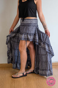 falda asimétrica hippie estampada